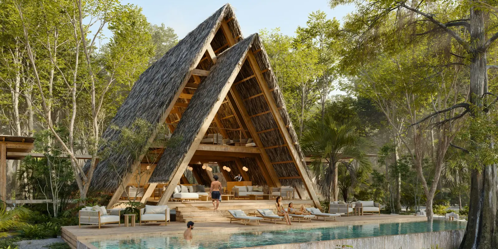 Alberca de la Casa de los Cenotes fundiéndose con la selva en Selvadentro Tulum